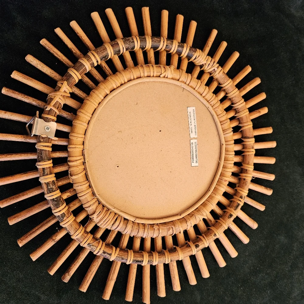 World Market Bamboo round rattan mirror small